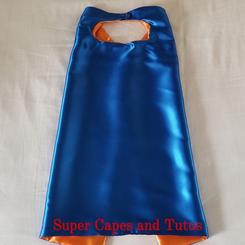 Plain Blue and Orange Superhero Cape